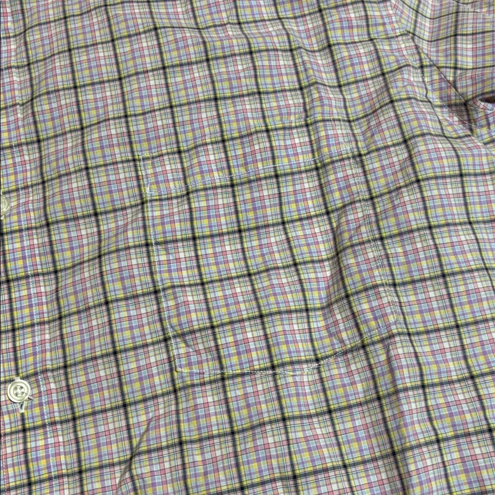 Tailorbyrd Men's Checkered Button Down Shirt - Pink Blue Yellow Sz XL